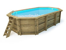 HABITAT ET JARDIN Piscine bois " Rio " - 5.60 x 3.70 x 1.24 m + bâche à bulles  ...