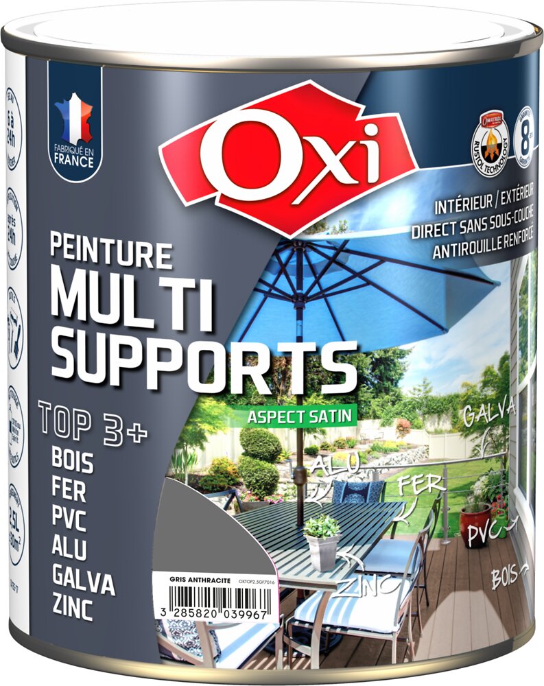 OXI - PEINTURE MULTI SUPPORTS - TOP 3+ GRIS ANTHRACITE RAL 7016 2.5L - large