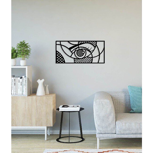 HOMEMANIA - Décoration Murale Art - Portrait - Art Mural, Mur - Métal Noir, 76 X 0,15 X 35 Cm - large