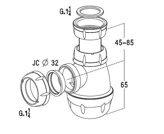 Siphon de bidet - Diamètre 32 mm - Blanc - Altech 6153000013..