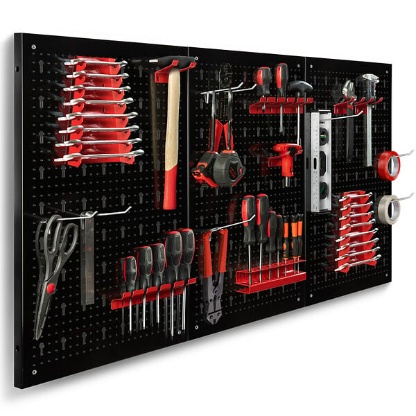 Panneaux perforés pour rangement d'outils avec 25 crochets et