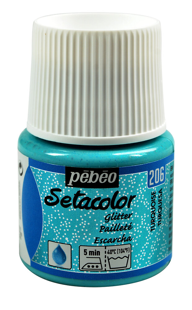 PEBEO - Setacolor tissus clairs pailletes 45ml turquoise - large