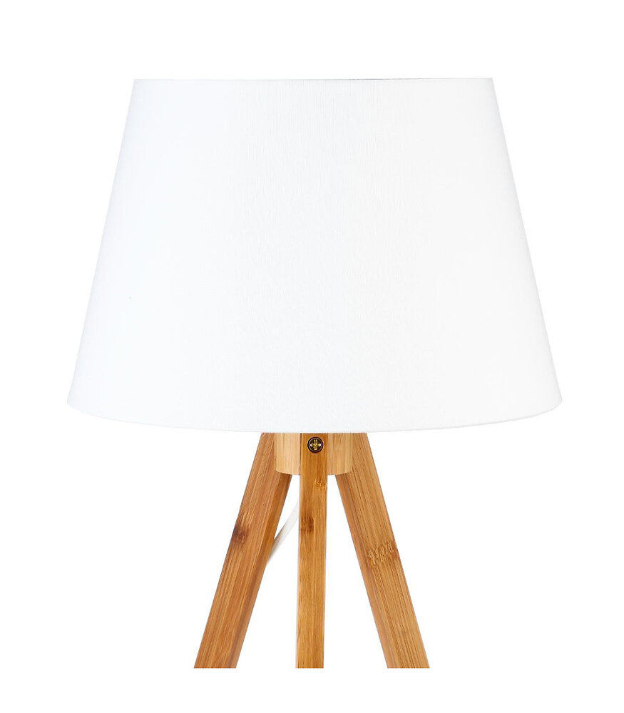 lampe à poser pied en bambou et abat-jour blanc h 55 cm