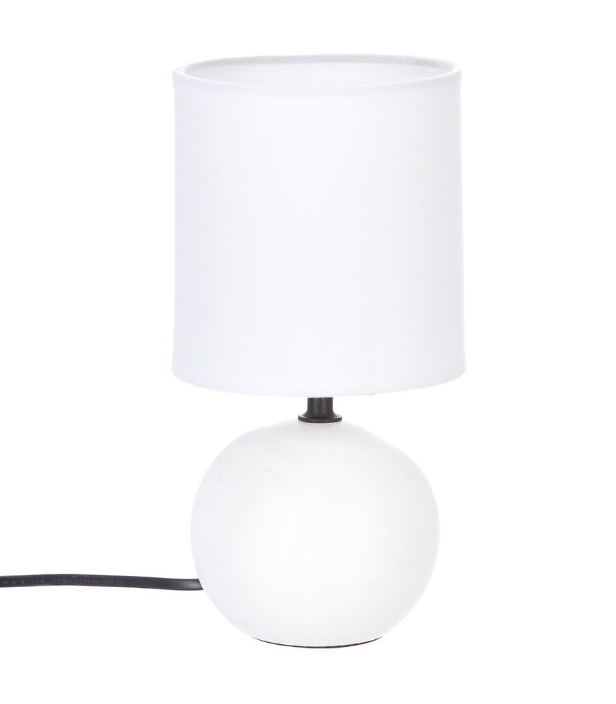 lampe en céramique pied boule blanc mat