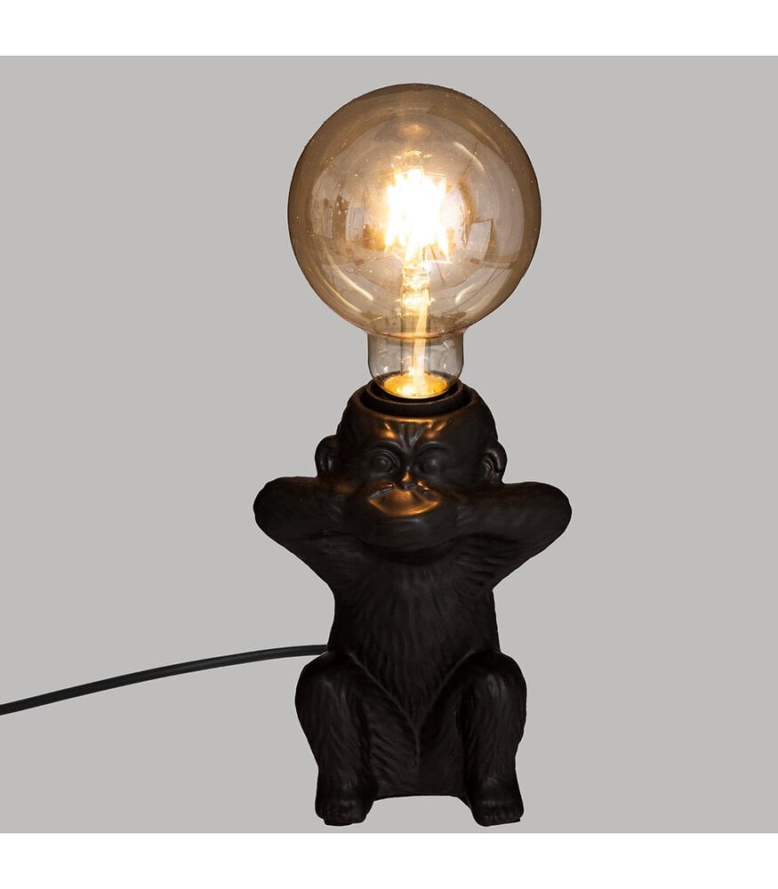 lampe socle singe en céramique noire
