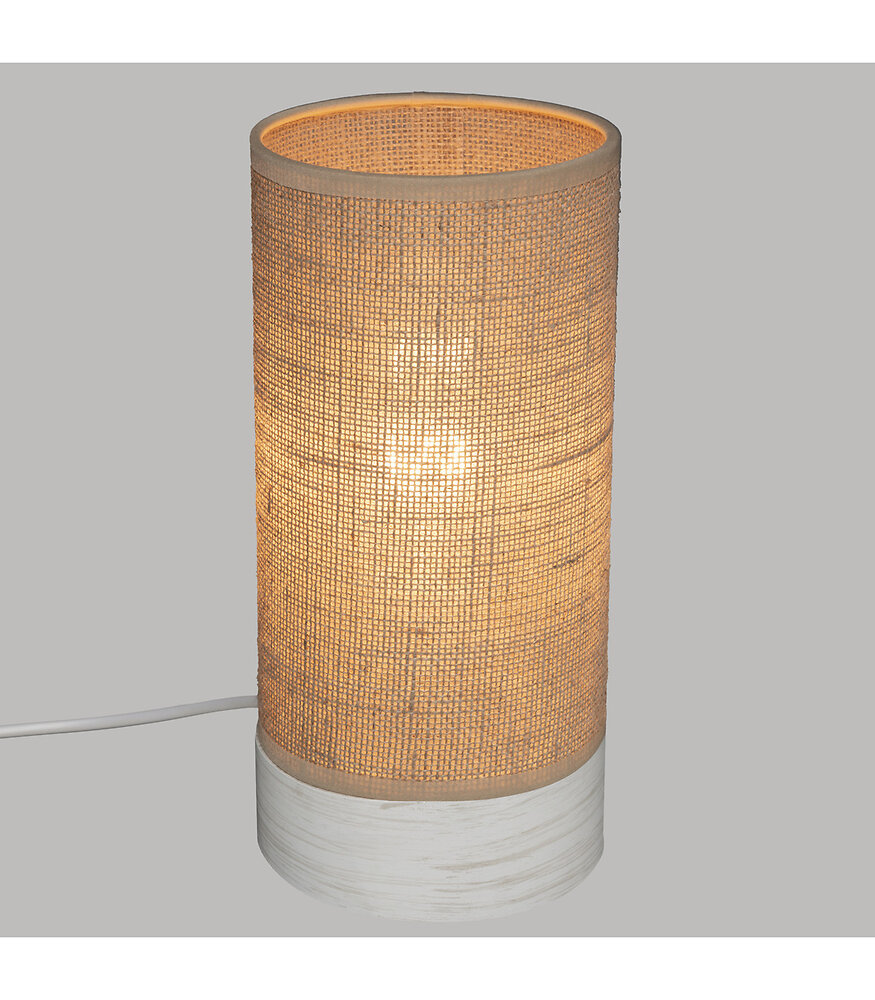 lampe à poser en bois et lin h 27 cm