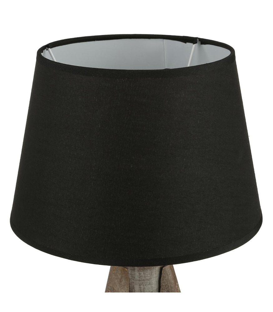lampe trépied en bois et et abat-jour noir h 46 cm
