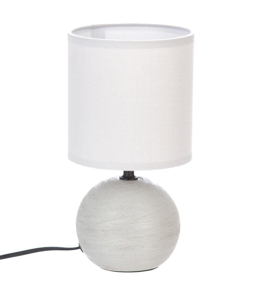 lampe en céramique pied boule striée gris clair