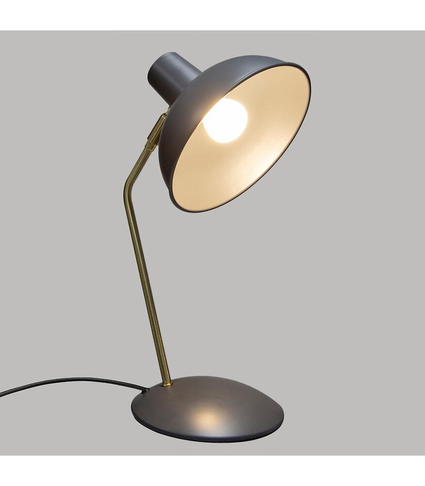 lampe de bureau en métal gris h 38 cm