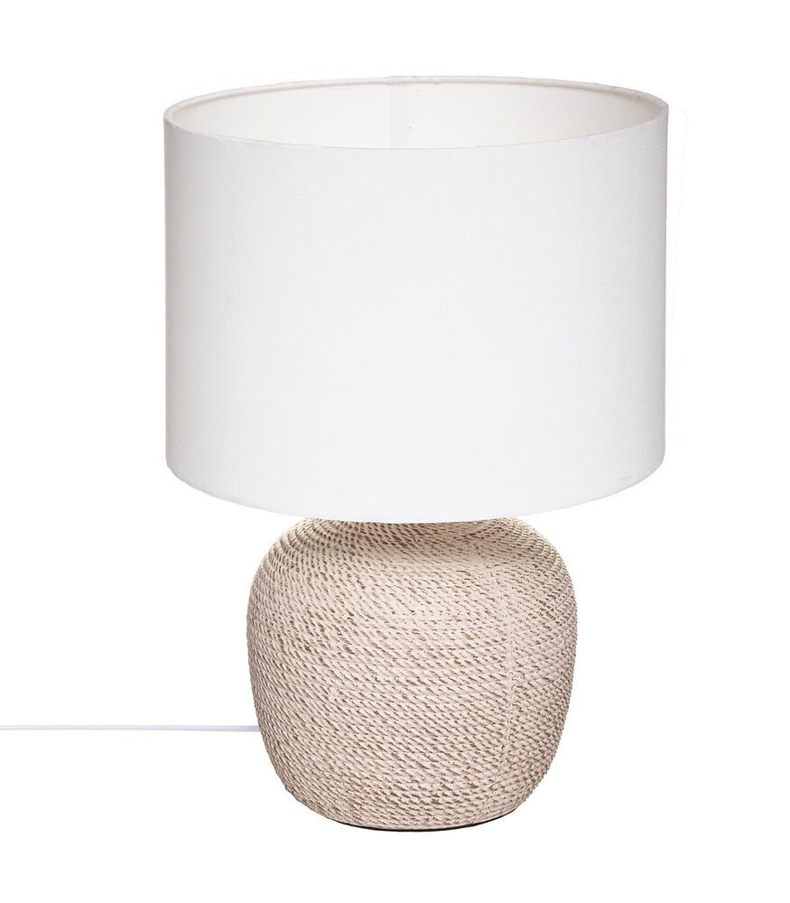 ATMOSPHERA - Lampe à poser en Céramique Beige et Abat jour Blanc H 39.5 cm - large