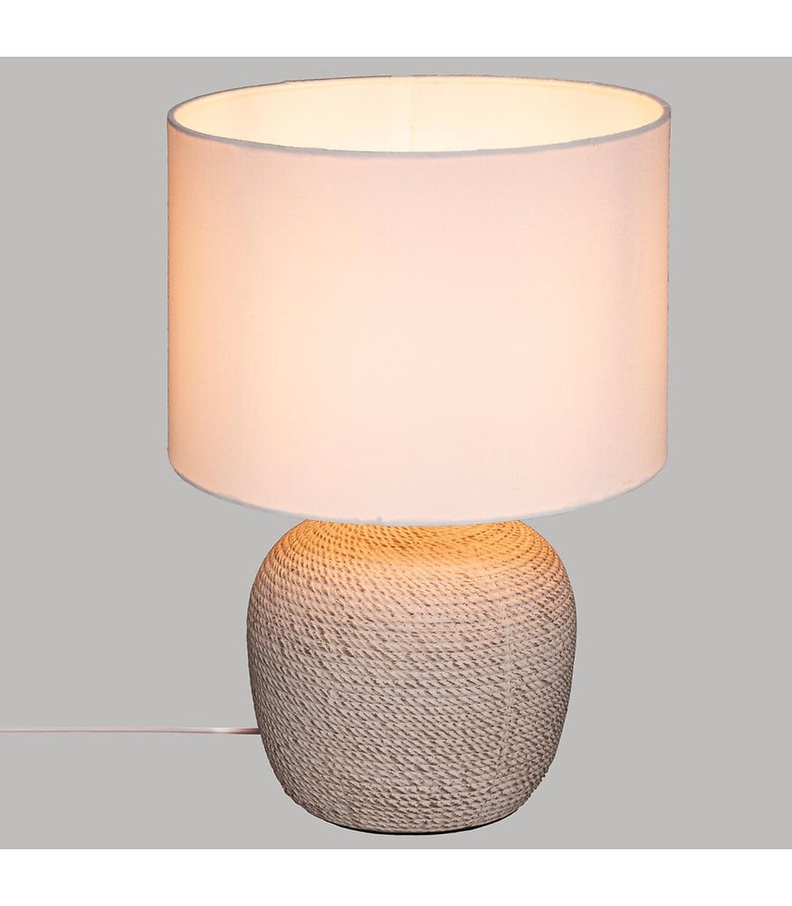 ATMOSPHERA - Lampe à poser en Céramique Beige et Abat jour Blanc H 39.5 cm - large