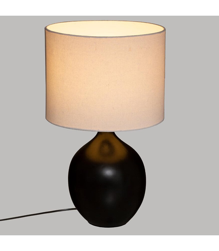 lampe à poser en céramique noire et abat jour blanc h 51.5 cm