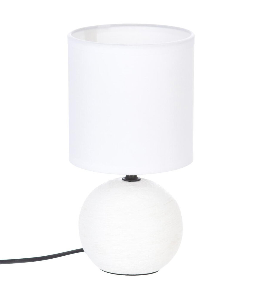 lampe en céramique pied boule striée blanc