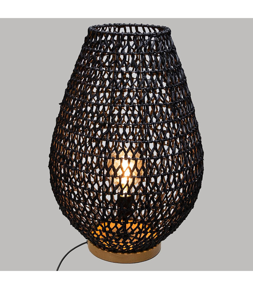 lampe à poser en métal et socle en bois h 55 cm