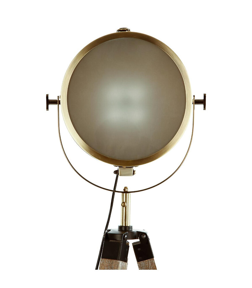 lampadaire projecteur en métal et bois aspect vieilli h 150 cm