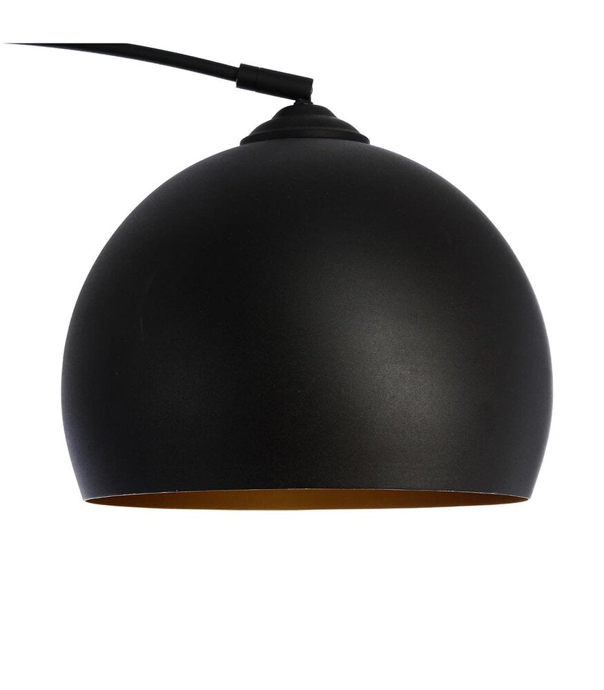 lampadaire en métal noir abat-jour intérieur doré-cuivré  h 175 cm