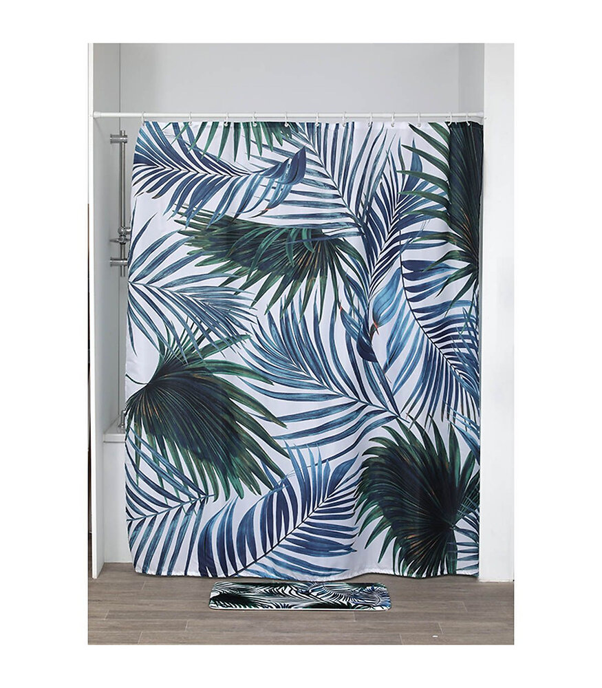 TENDANCE - Rideau de douche 180 x 200 cm décor Tropicale - large