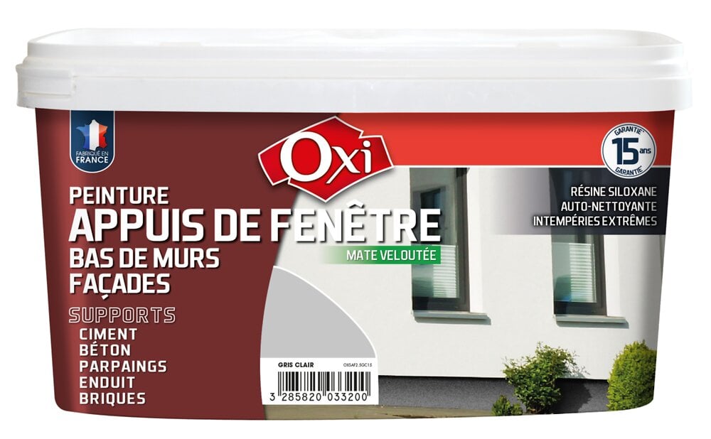 OXI - Peinture pour appuis de fenetre - Gris clair mat - 5L - large