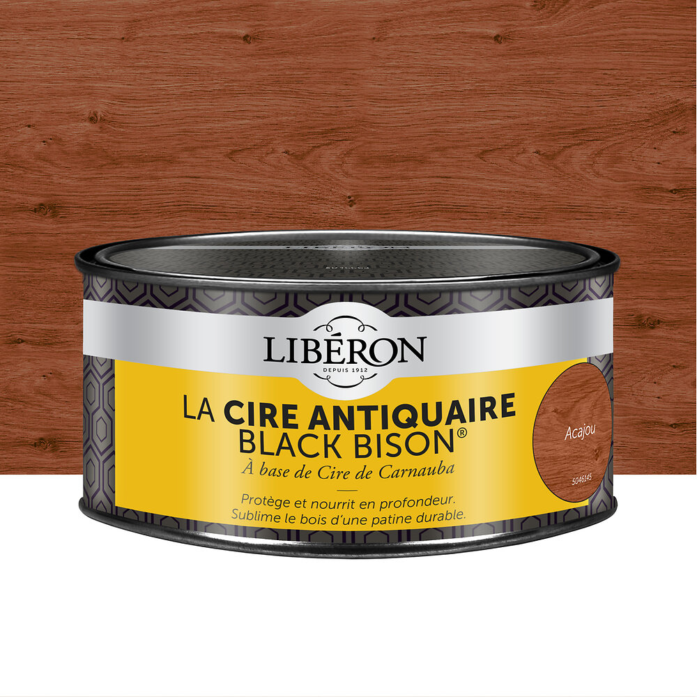 LIBERON - Cire antiquaire pâte Black Bison Acajou Pot 0.5l - large