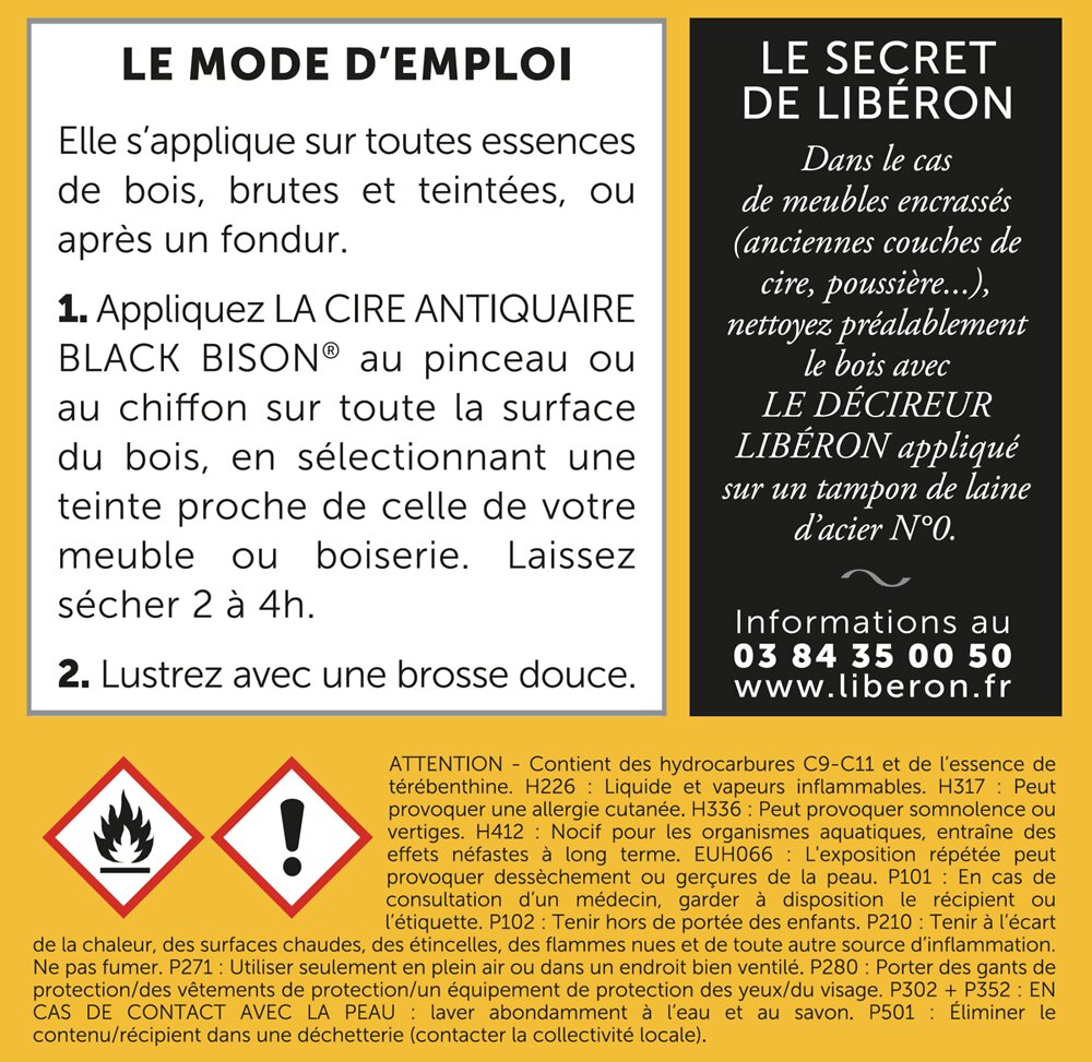 LIBERON - Cire antiquaire liquide Black Bison Noyer Bidon 0.5l - large