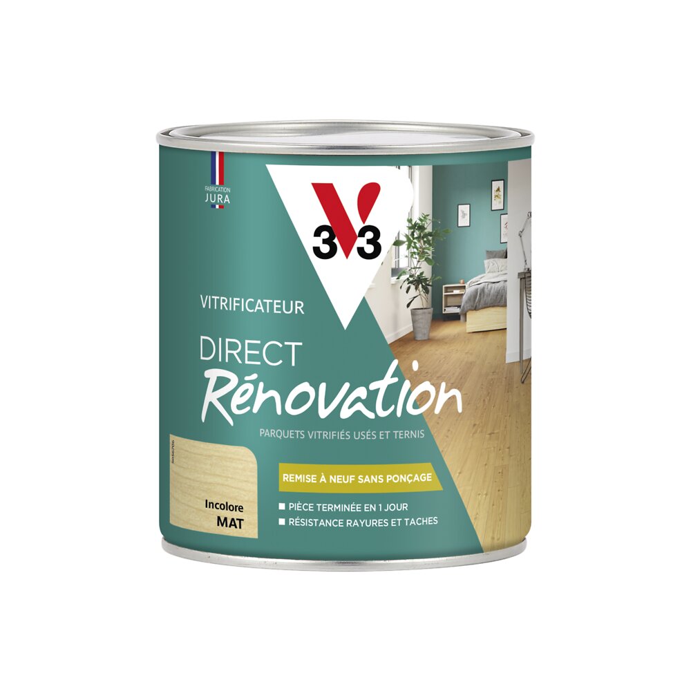 V33 BOIS - Vitrificateur direct rénovation incolore mat 0.75 L - large