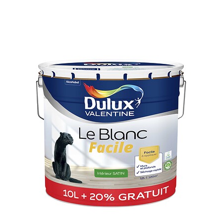 DULUX Peinture Le Blanc Facile Dulux Valentine Satin 10L + 20%