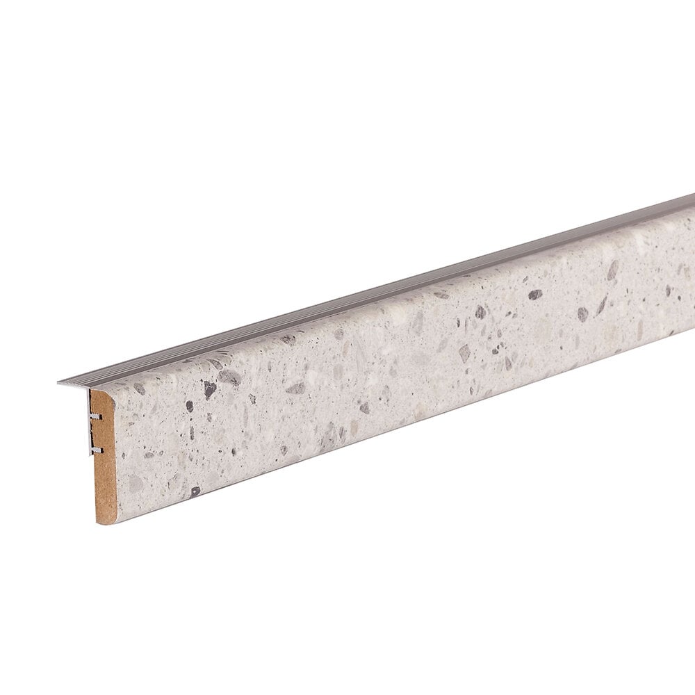 FORESTEA - Profilé de transition rénovation d'escalier stratifié Terrazzo Grey 1300 x 56 x 12 mm - large
