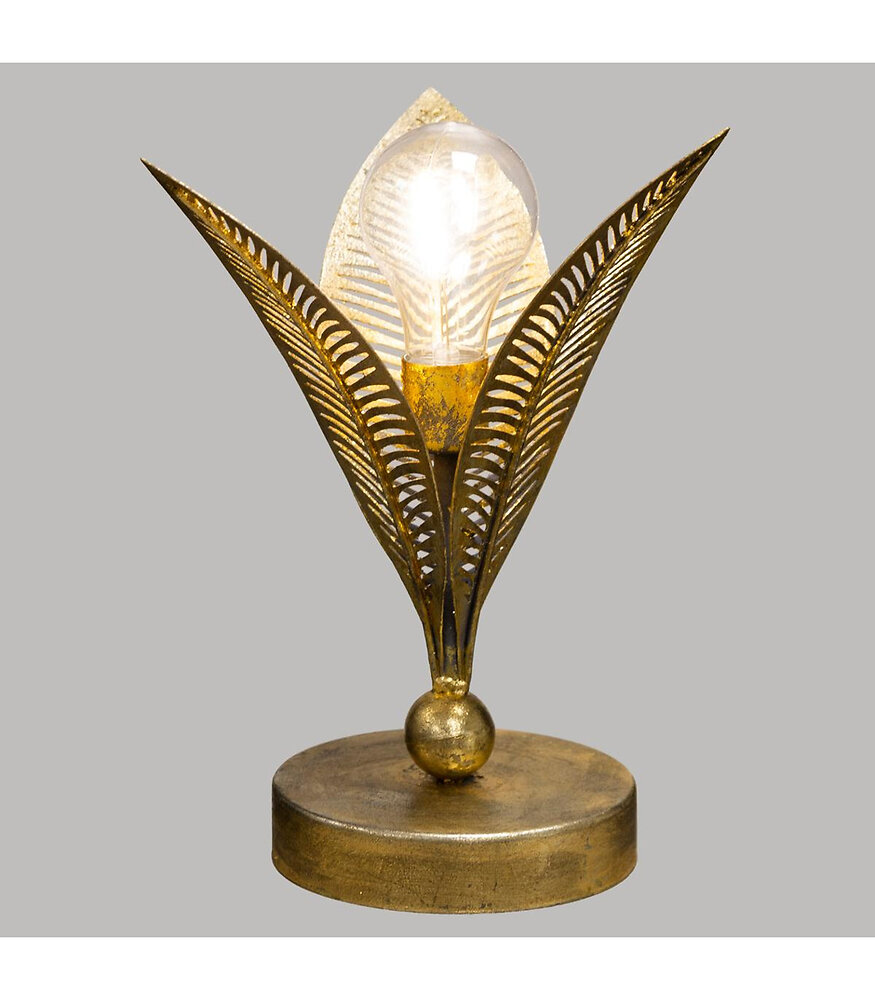 lampe led feuille en métal doré  24.5 cm