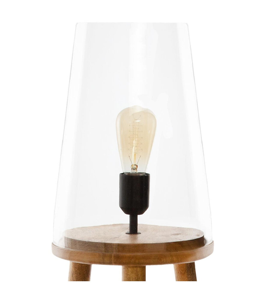 lampadaire en bois et abat-jour en verre h 125 cm