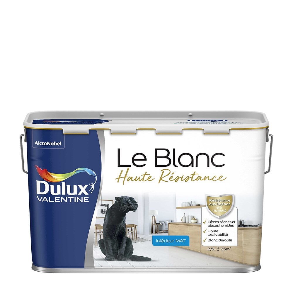 DULUX - Peinture interieure haute resistance - Blanc mat - 2.5L - large