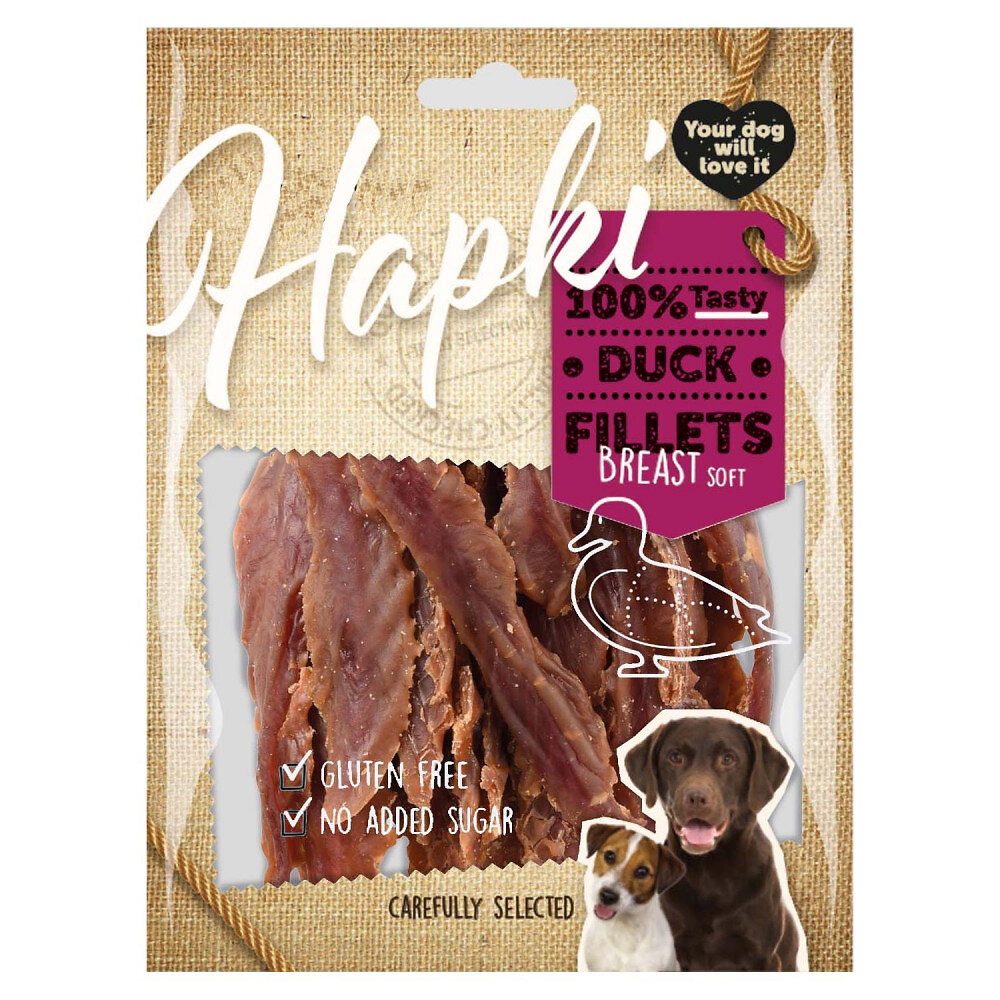 ANIMALLPARADISE - Friandise filet de poitrine de canard doux Hapki BBQ pour chien 170 g sans gluten - large