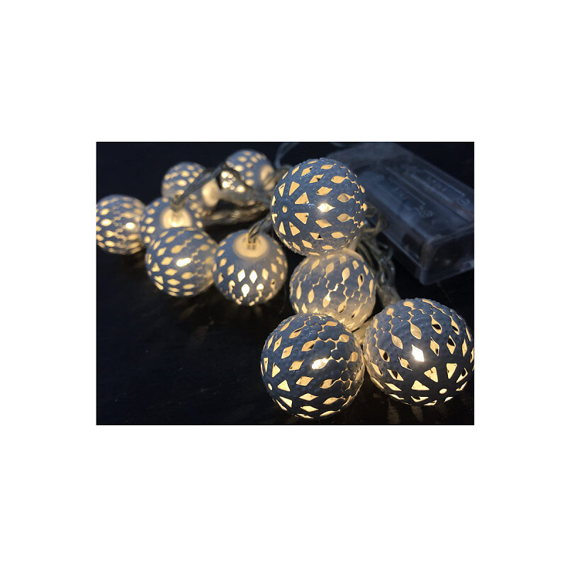 guirlande lumineuse edm - boules argentées - esprit de noël - lumière chaude - 10 ampoules led - 2,5 m - 71316