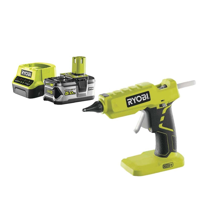 RYOBI - Pack RYOBI Pistolet à colle 18V OnePlus R18GLU-0 - 1 batterie 5.0Ah - 1 chargeur rapide 2.0Ah RC18120-150 - large
