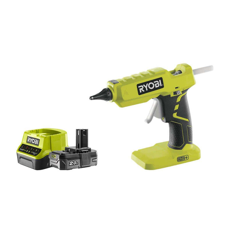 RYOBI - Pack RYOBI pistolet à colle 18V OnePlus R18GLU-0 - 1 batterie 2.0Ah - 1 chargeur rapide 2.0Ah RC18120-120 - large