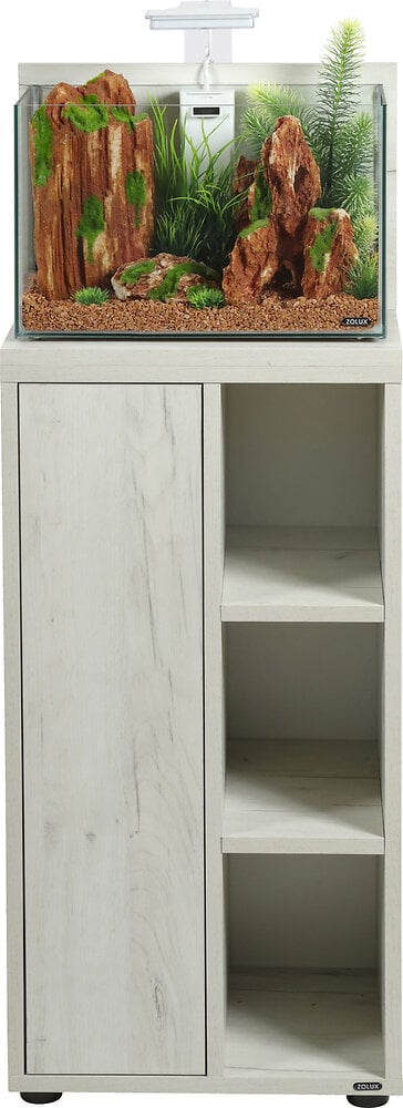 meuble pour aquarium idro 20 - cérusé blanc - 43x25x80cm