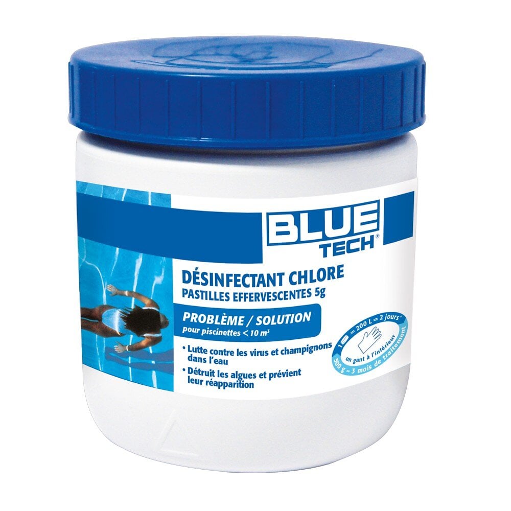 BLUE TECH - Chlore regulier pastilles 5g - 500g - large