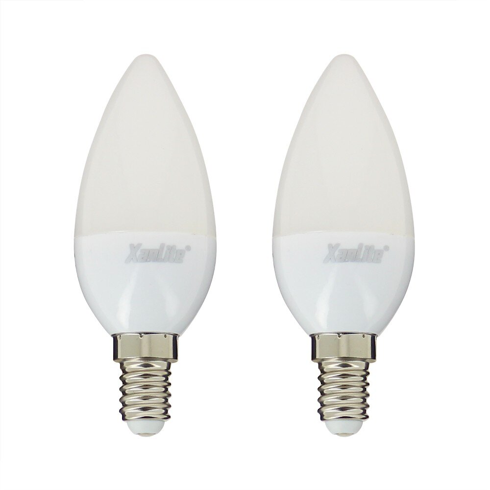 XANLITE - Lot de 2 ampoules SMD LED  Flamme Opaque, culot E14, 470 Lumens - large