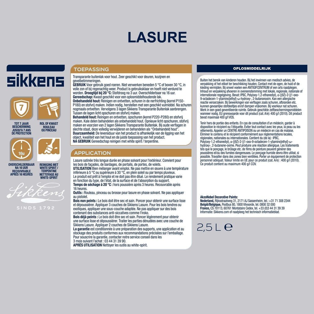 SIKKENS - Lasure glycéro Satin Chêne Foncé 2.5 L - large