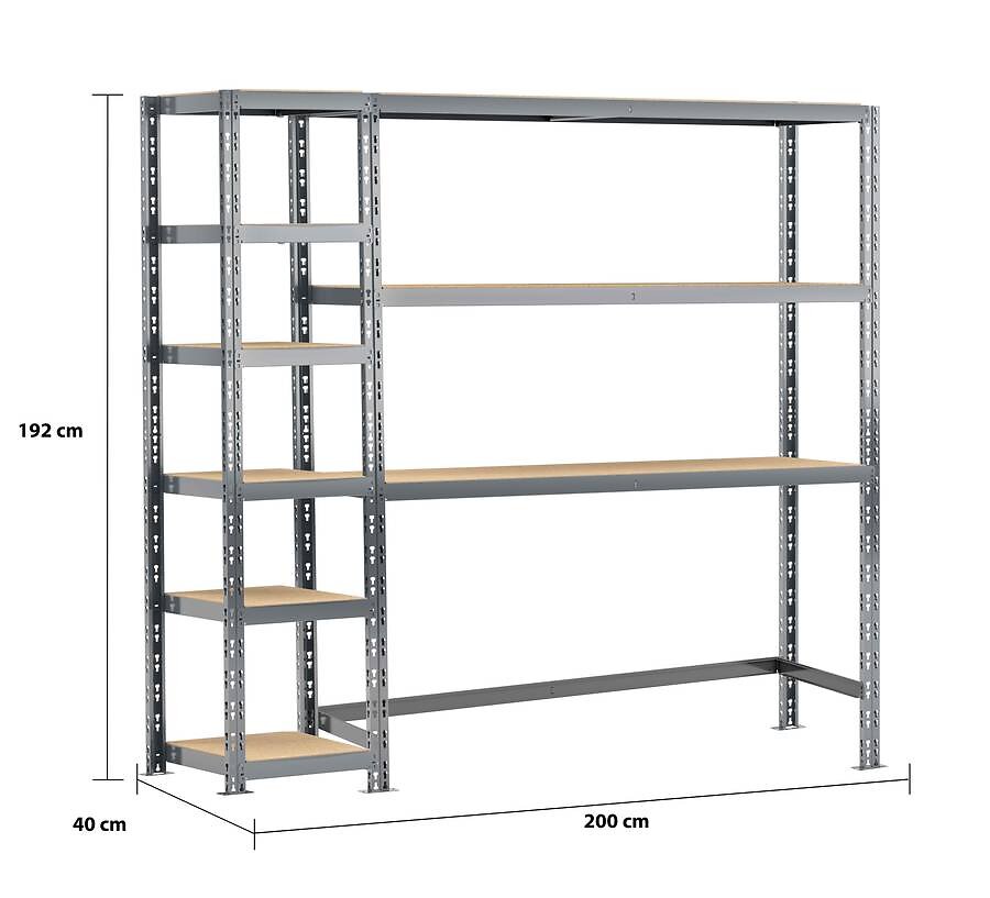 Concept Rangement De Garage Longueur 200 Cm 9 Plateaux Bricorama
