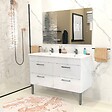 LE QUAI DES AFFAIRES - Ensemble meuble sous-vasque + vasque résine + miroir MILANO / Blanc - vignette