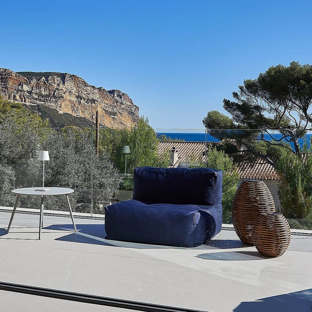 fauteuil salon de jardin modulable modulo bleu polyester 87x85x62cm