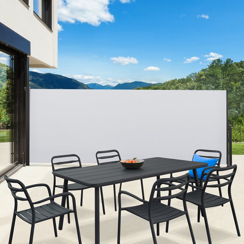 Balcon LARS360 Store Latéral Retractable Polyester Paravent Extérieur Rétractable pour Jardin 160 x 600 cm, Gris Terrasse 