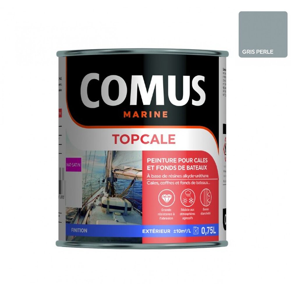 COMUS - TOPCALE GRIS PERLE  750 ML - Peinture pour cales et fonds de bateaux à base de résines alkyde-uréthanne - large