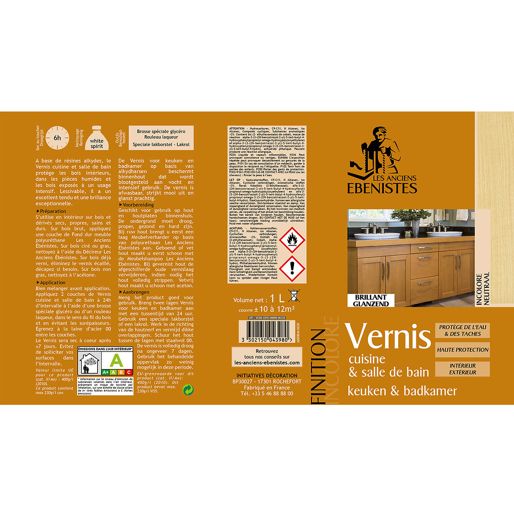 LES_ANCIENS_EBENISTES - Vernis cuisine et salle de bain 450ML chêne clair   - Les anciens ébénistes - large