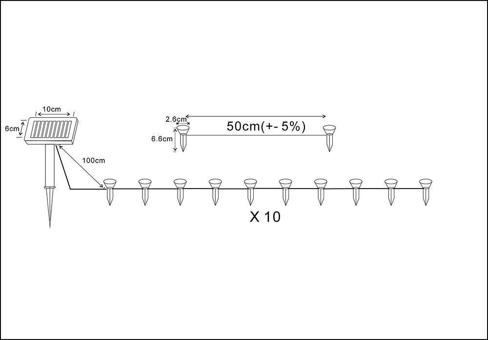 GALIX - Guirlande solaire à planter 10 LED - 5m - large