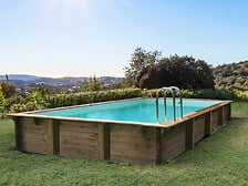 HABITAT ET JARDIN Piscine bois en kit rectangle "Kolanta " - 10.20 x 5.20 x 1.4 ...