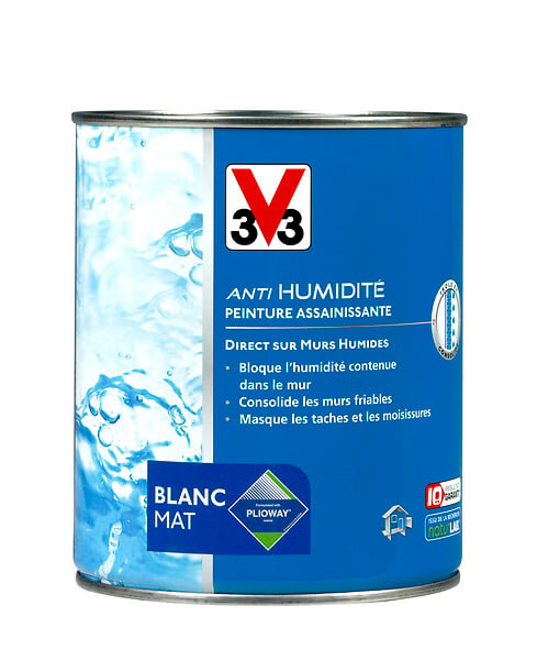 Peinture Anti-humidité - Blanc mat 750 ml - Bloque-tâches instantané -  Stoppe définitivement les moisissures pour les murs A153 - Cdiscount  Bricolage
