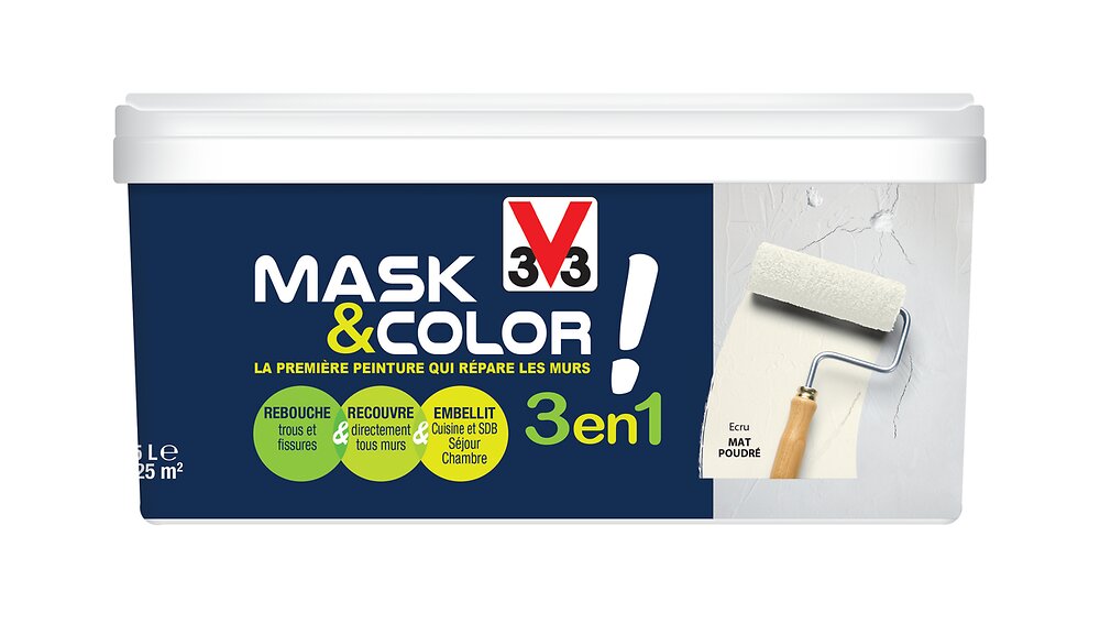 V33 PEINT - Peinture rénovation Mask & Color écru mat poudré 2.5 L - large