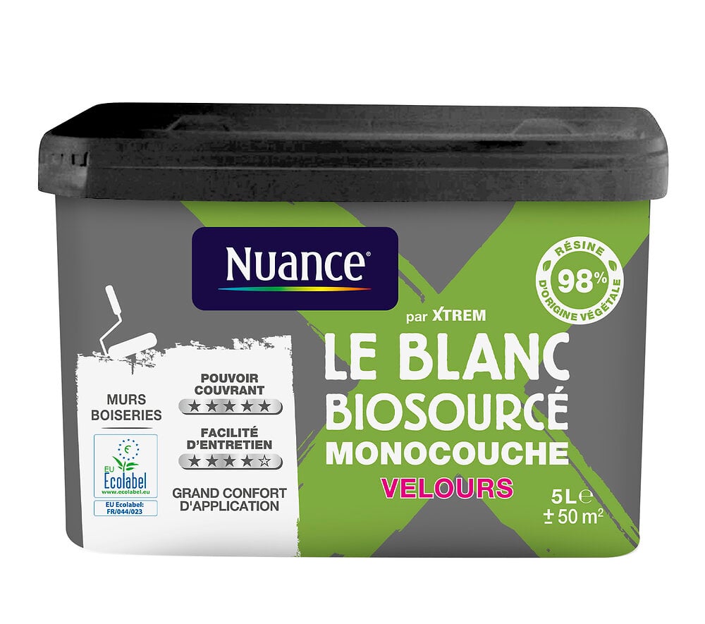 NUANCE - Peinture XTREM Biosourcée Monocouche - Blanc - Velours - 5L - large