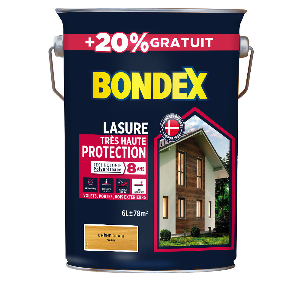 BONDEX - Bondex lasure tres haute proctection 8ans  chene clair 6l - large